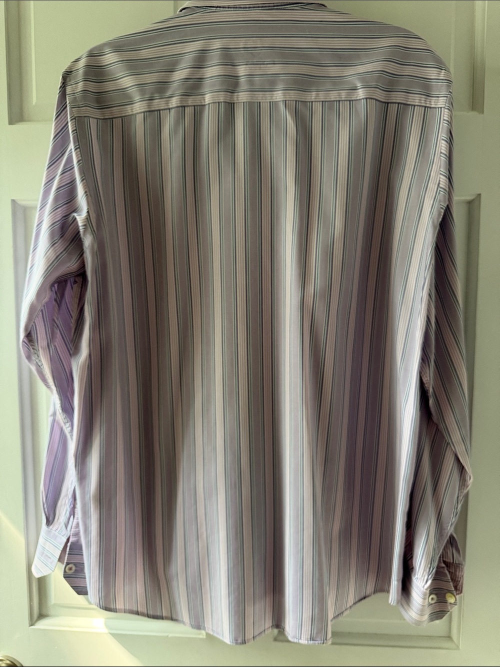Bugatchi Lavender and White Multi-Stripe Dress Shirt - Picture 5 of 6